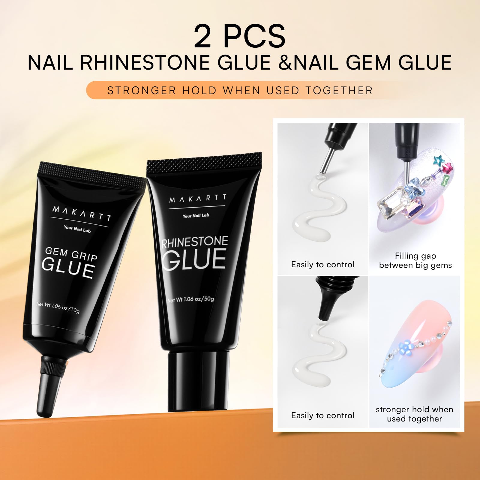 Makartt glue application demonstrates dual viscosities for precise placement of gems.