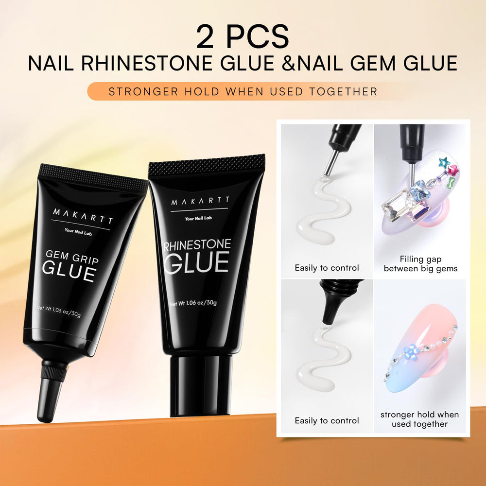 Makartt glue application demonstrates dual viscosities for precise placement of gems.