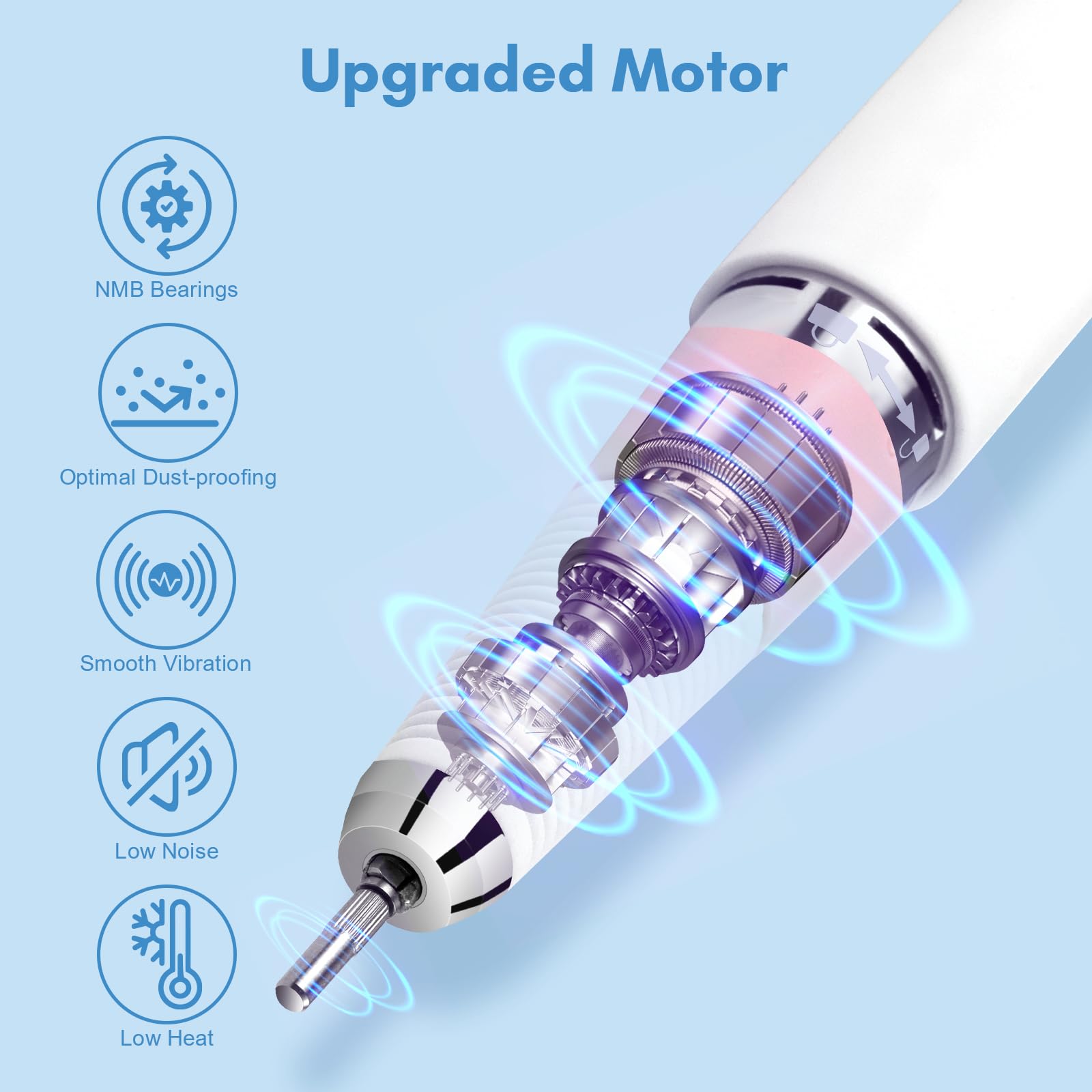 Makartt Perlarie nail drill front view shows compact cordless design for salon or home use.