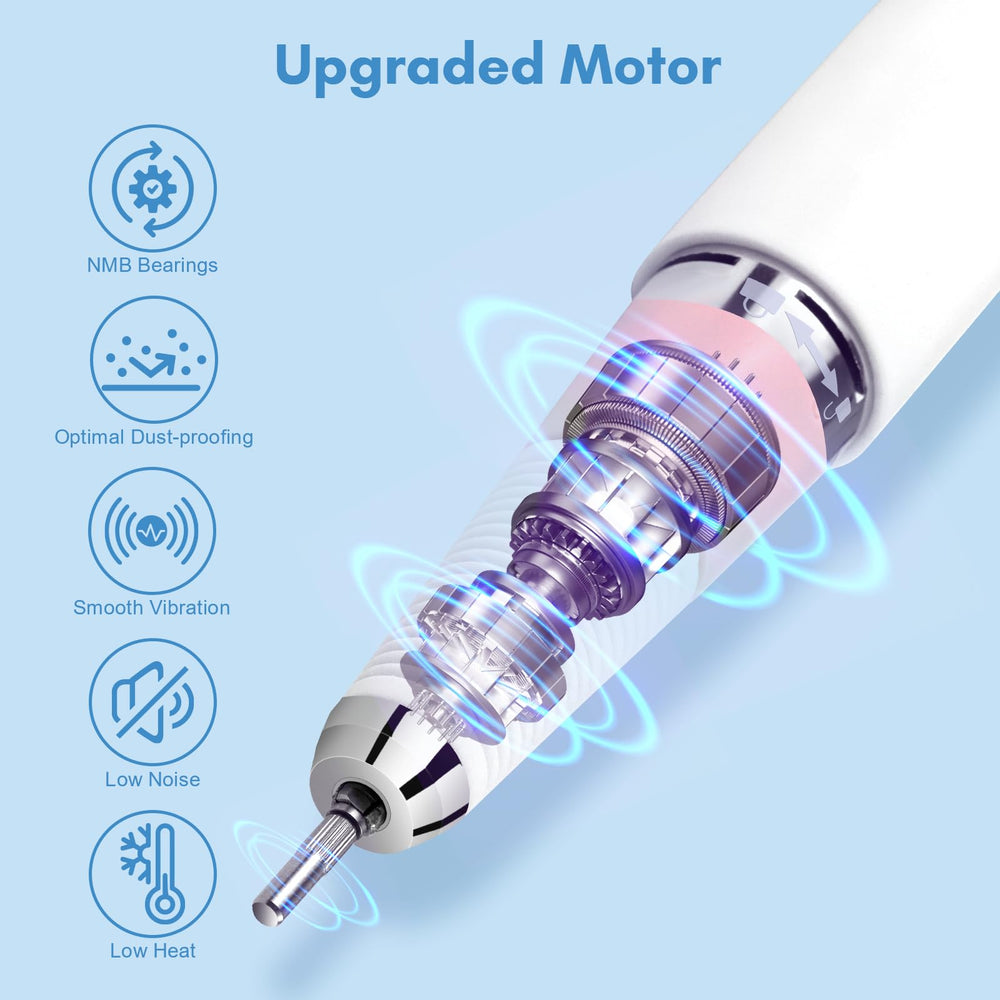 Makartt Perlarie nail drill front view shows compact cordless design for salon or home use.