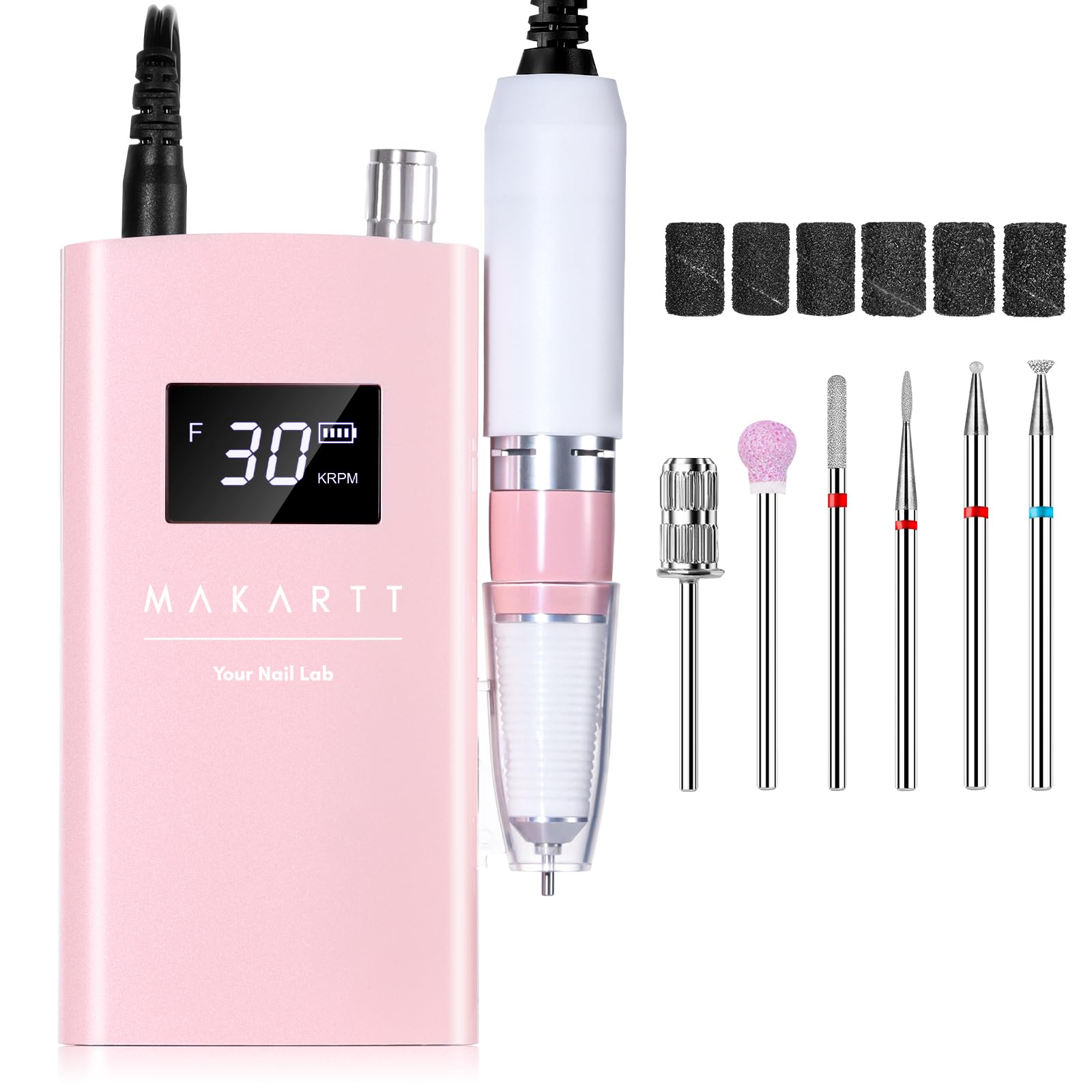 Makartt Perlarie pearly pink case protects the nail drill during storage.