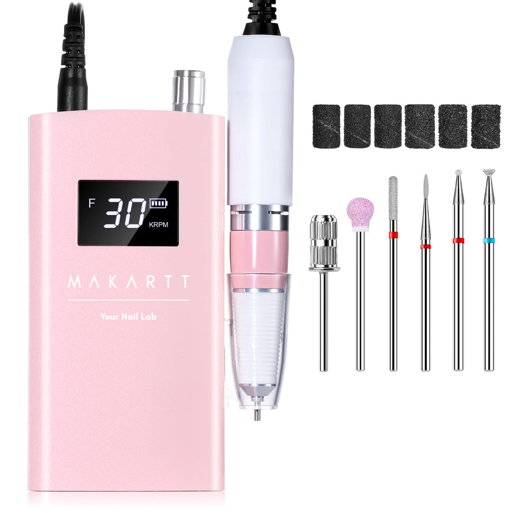 Makartt Perlarie pearly pink case protects the nail drill during storage.