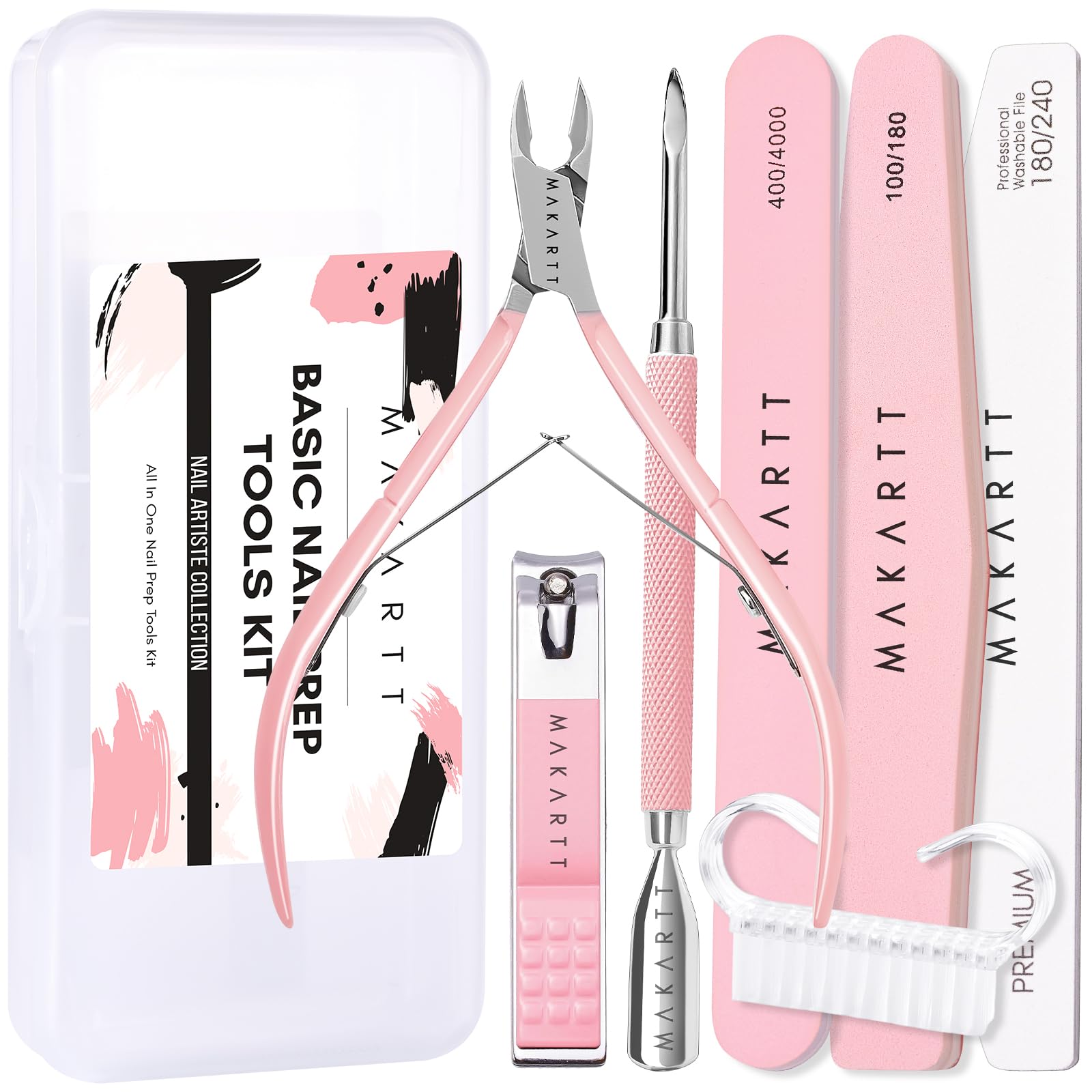 Makartt pink nail care kit assembled view showcasing complete at-home prep