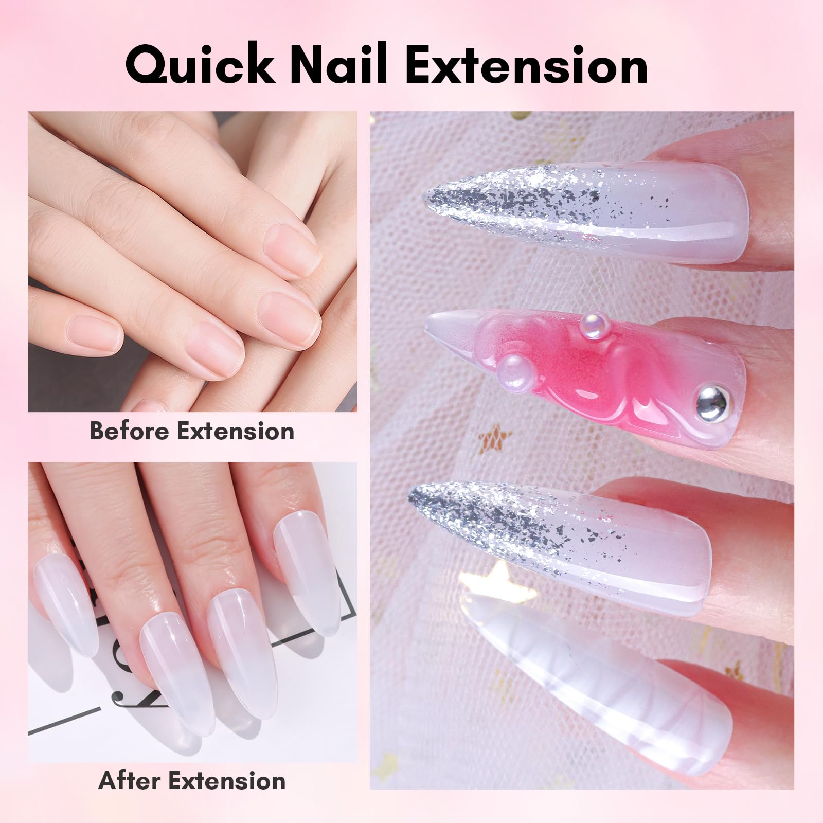 Makartt poly nail gel dual forms and slip solution aid smooth application.