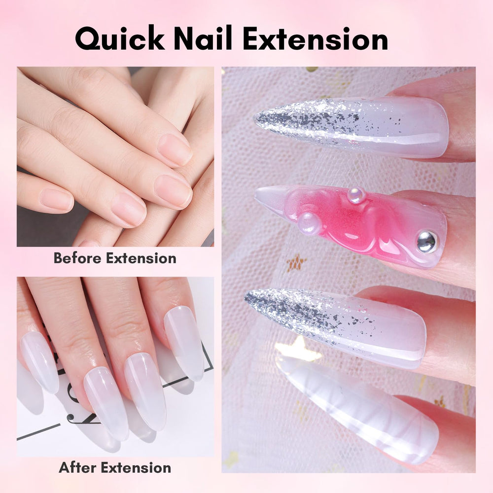 Makartt poly nail gel dual forms and slip solution aid smooth application.