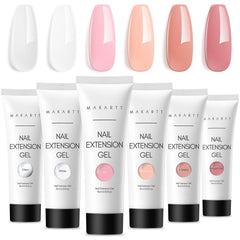 Makartt poly nail gel kit 6-color collection swatches for natural-looking extensions