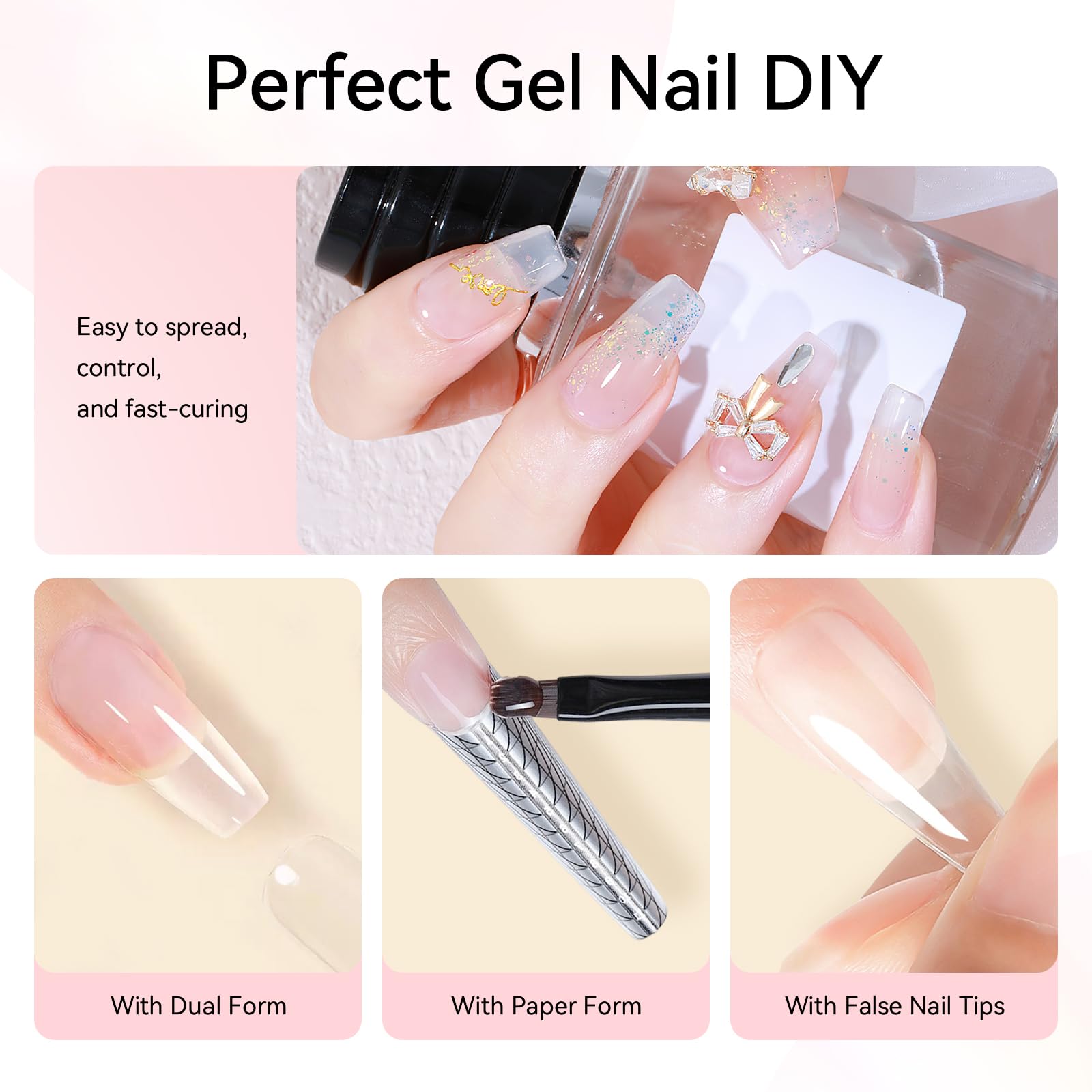 Makartt poly nail gel kit dual forms and slip solution for easy sculpting