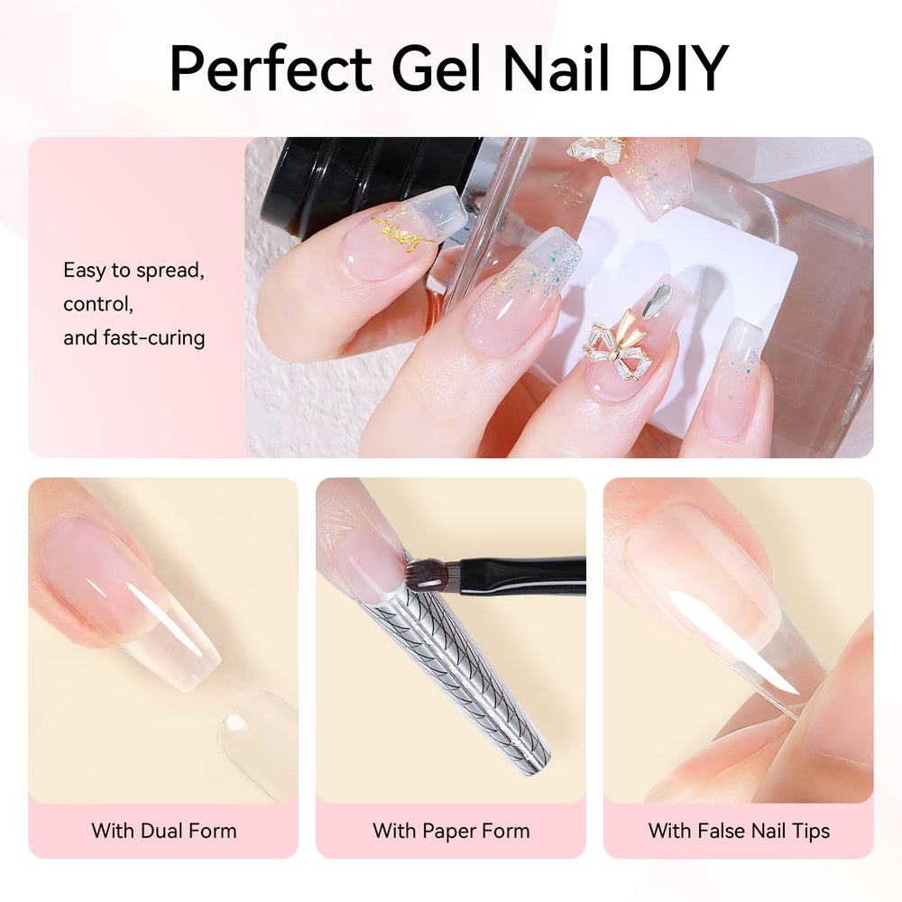 Makartt poly nail gel kit dual forms and slip solution for easy sculpting