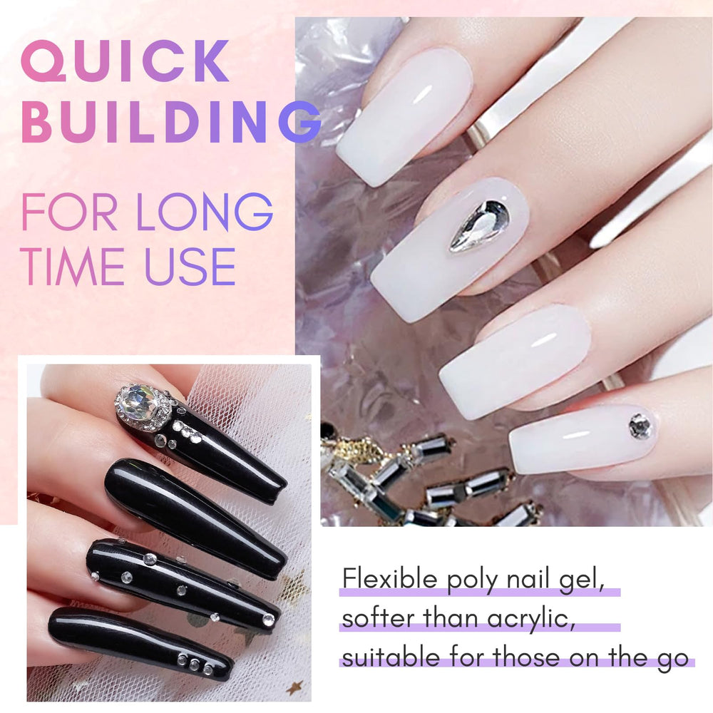 Makartt poly nail gel protects natural nails when used as overlay.