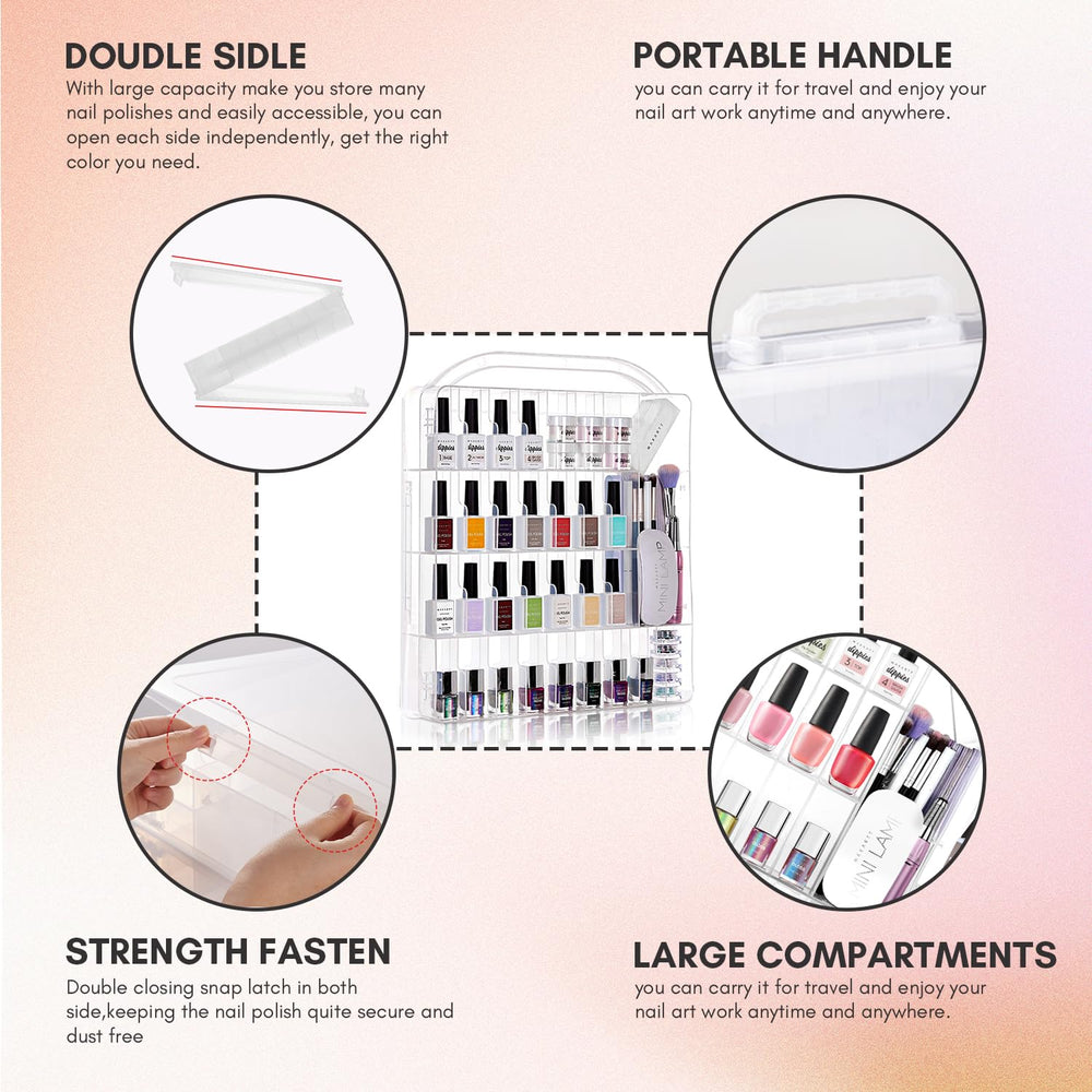 Makartt see-through polish display enables quick color matching during sessions.