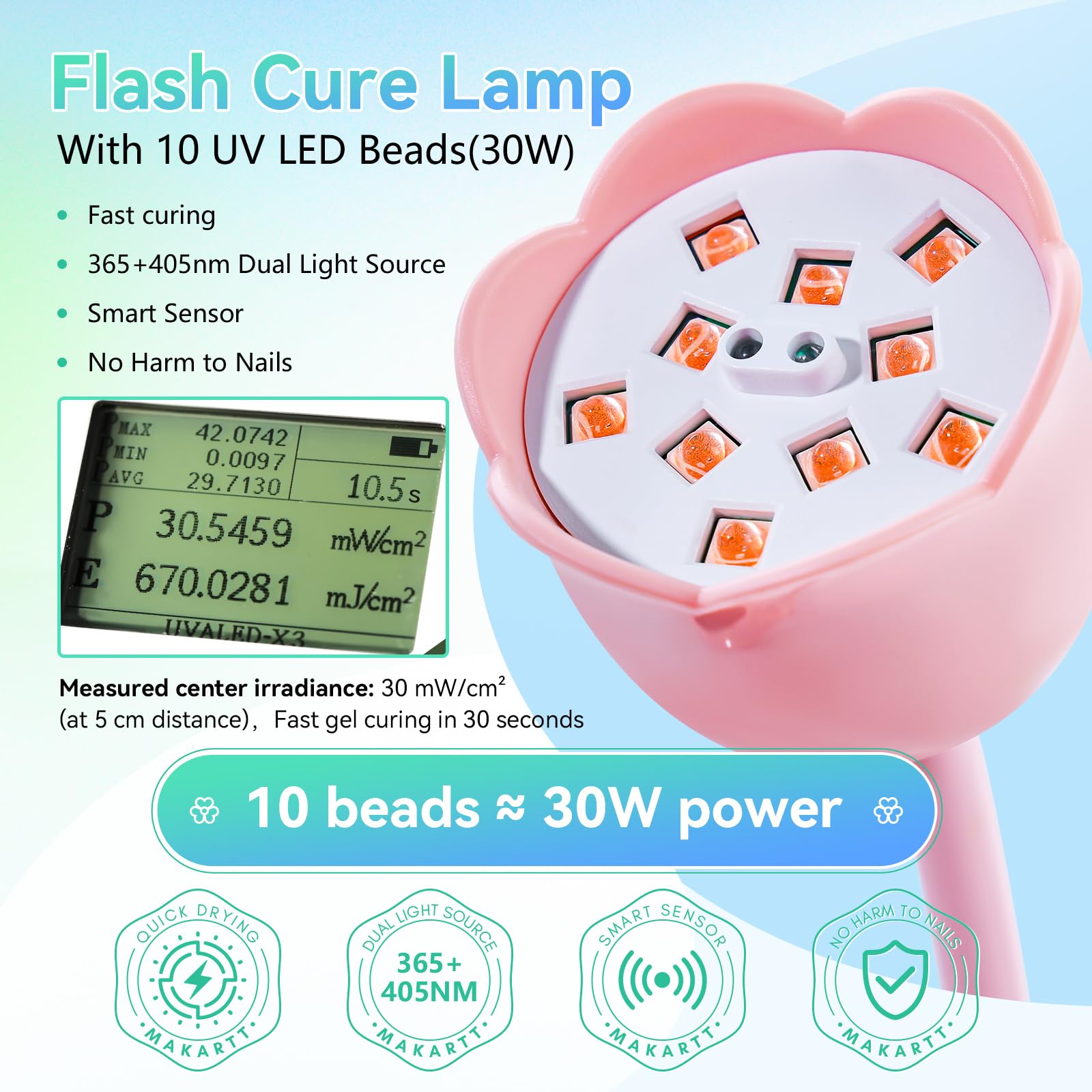 Makartt UV Nail Lamp with 4 timer settings for different gels and styles.