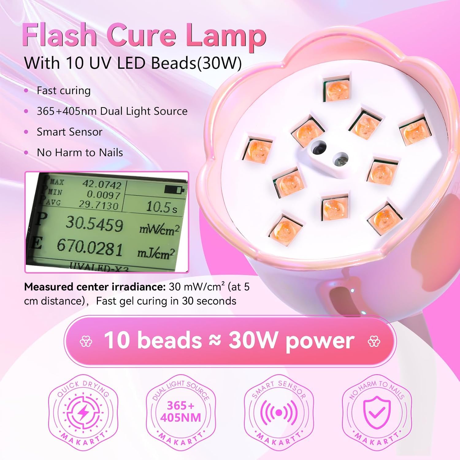 Makartt UV Nail Lamp offers four timers for flexible curing options.