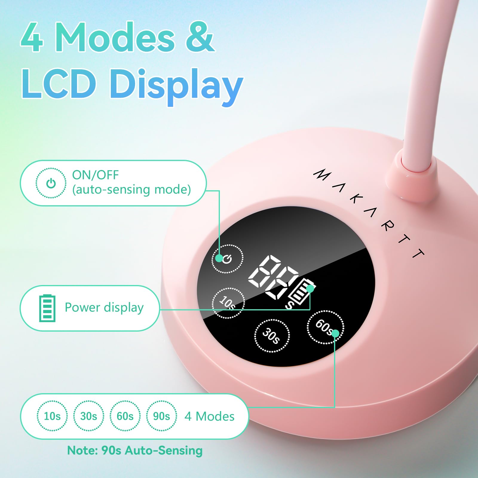 Makartt UV Nail Lamp compact dimensions fit small desks for home manicures.