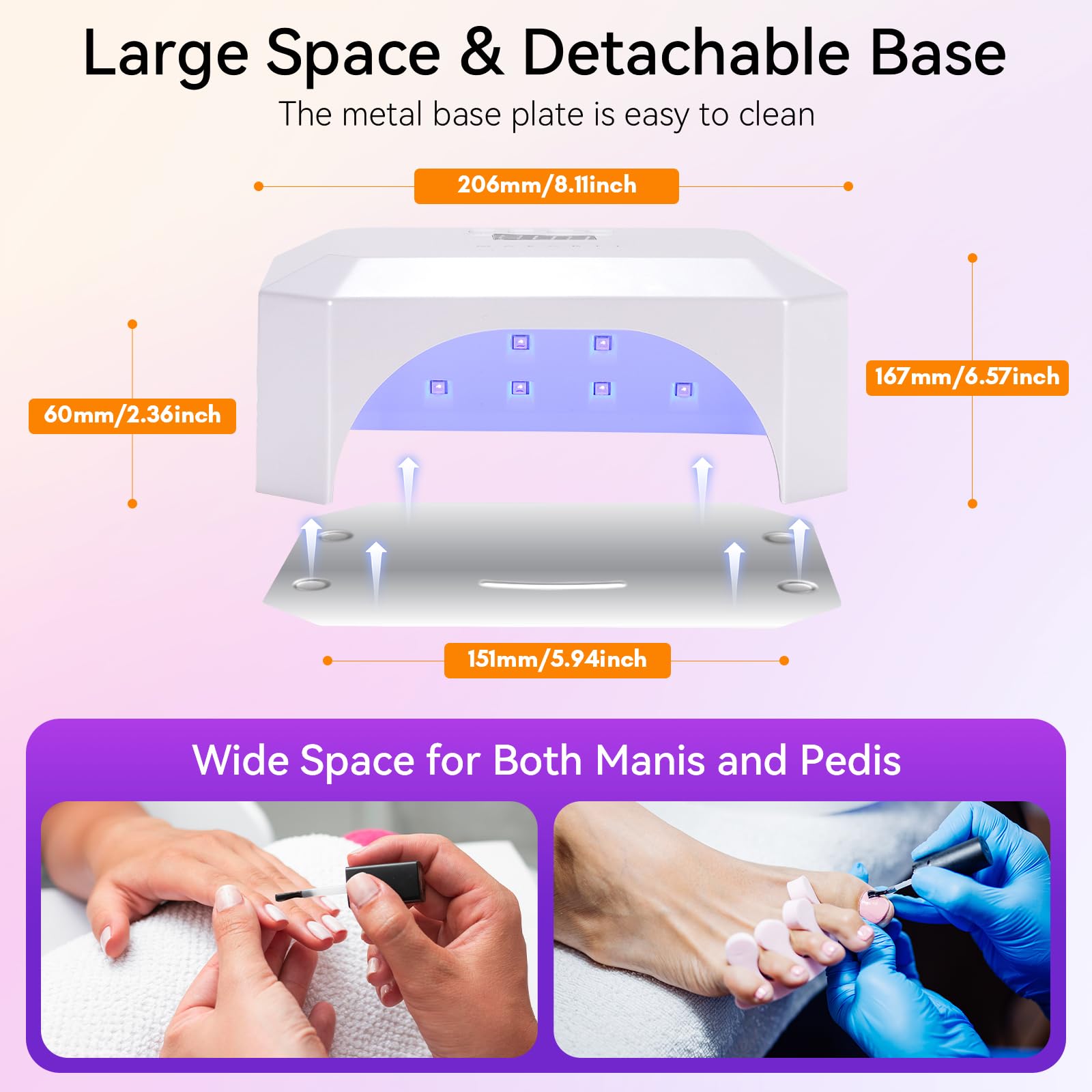 Makartt UV Nail Lamp detachable base keeps work area clean