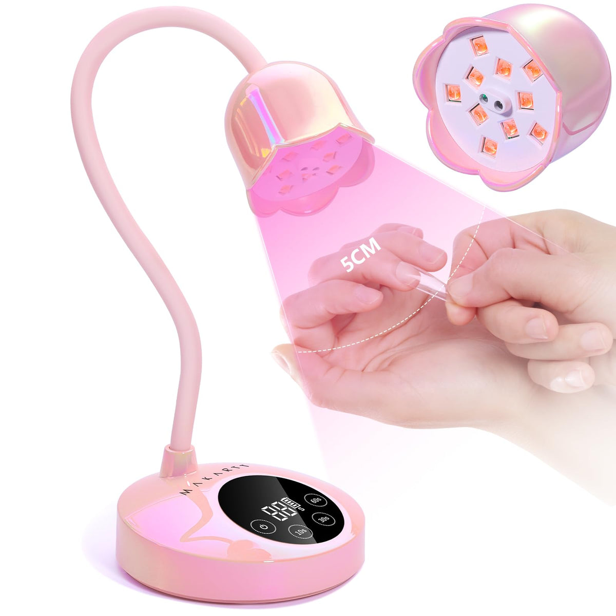Makartt UV Nail Lamp mini compact design enables fast gel curing at home or in salons.