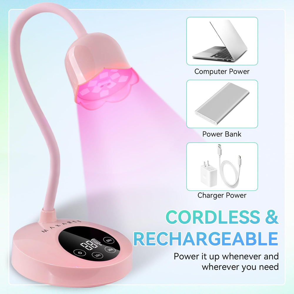 Makartt UV Nail Lamp pink color details highlight stylish design for personal use.
