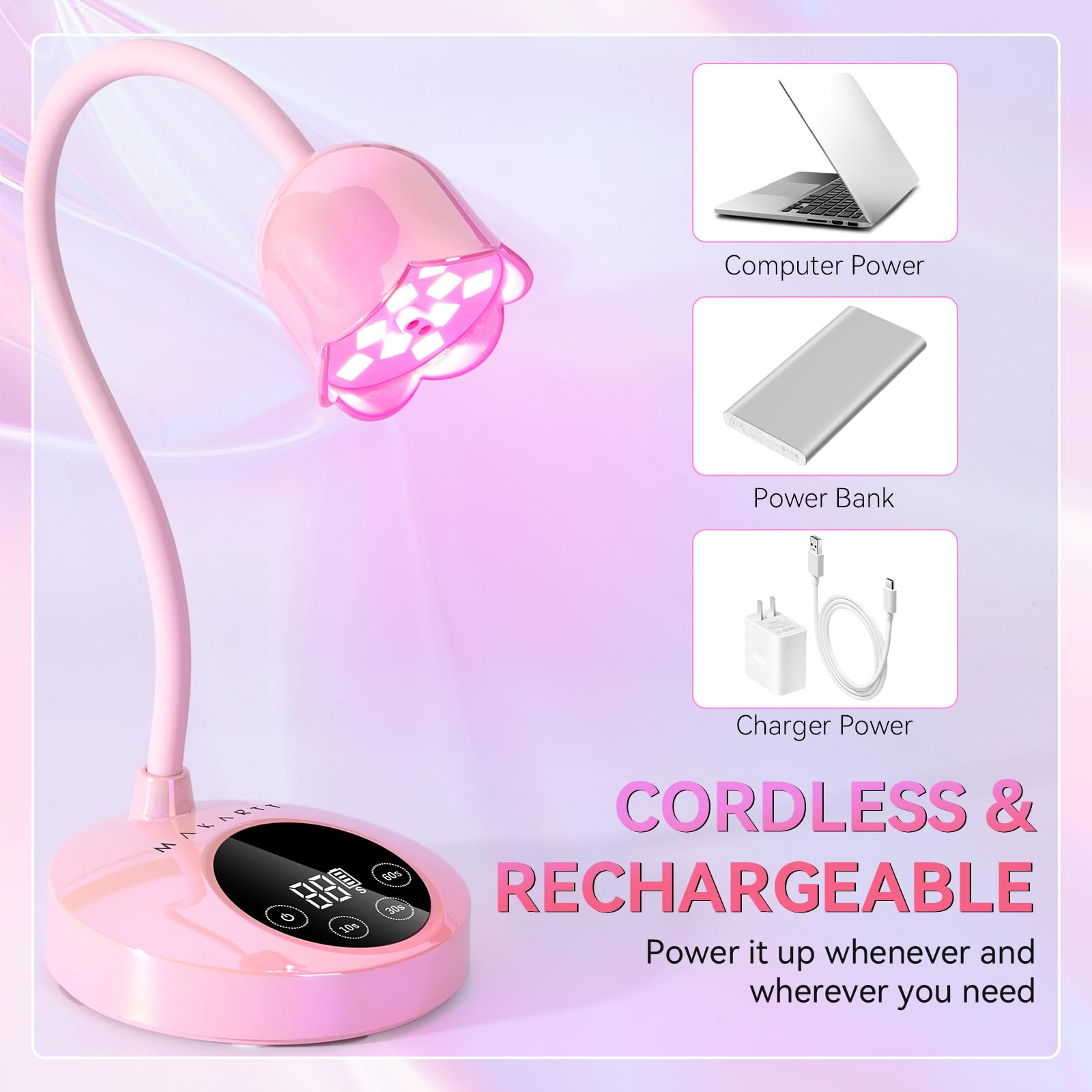 Makartt UV Nail Lamp operates quietly for home use.
