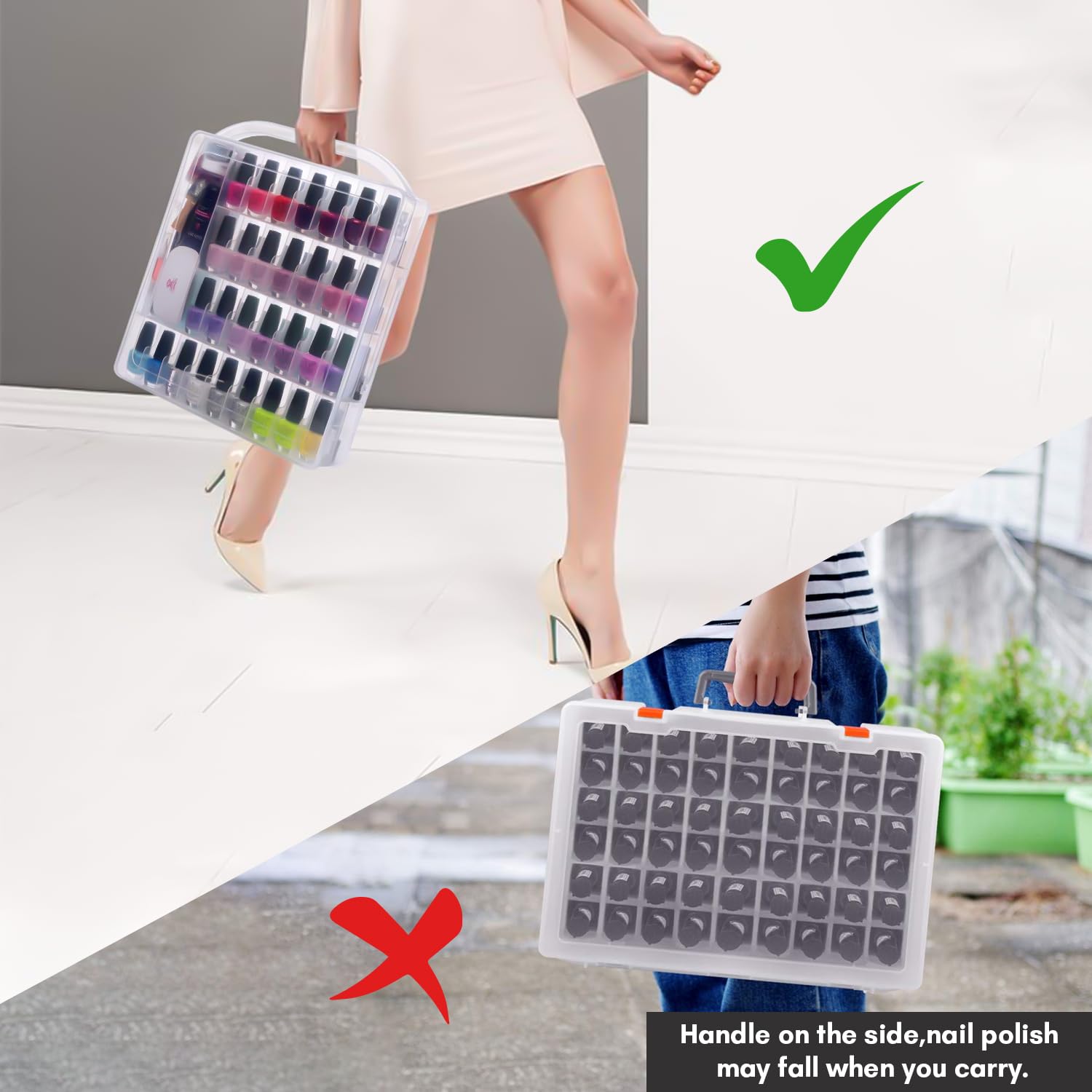 Makartt wide slots and dimensions fit most regular polishes and irregular items.