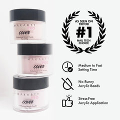 MakarttPro Pink Silk acrylic powder during nail application demonstrates easy coverage