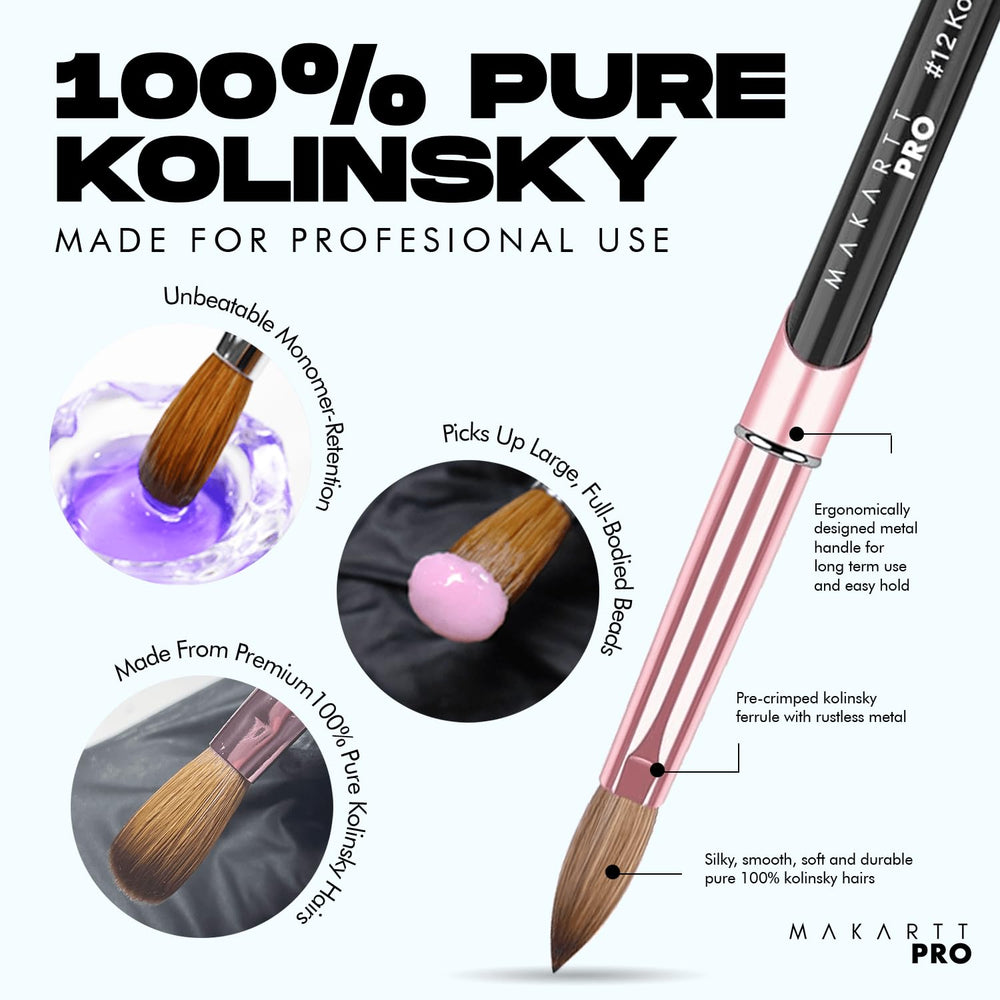 MakarttPro Kolinsky brush handle detail emphasizes ergonomic grip for long sessions.