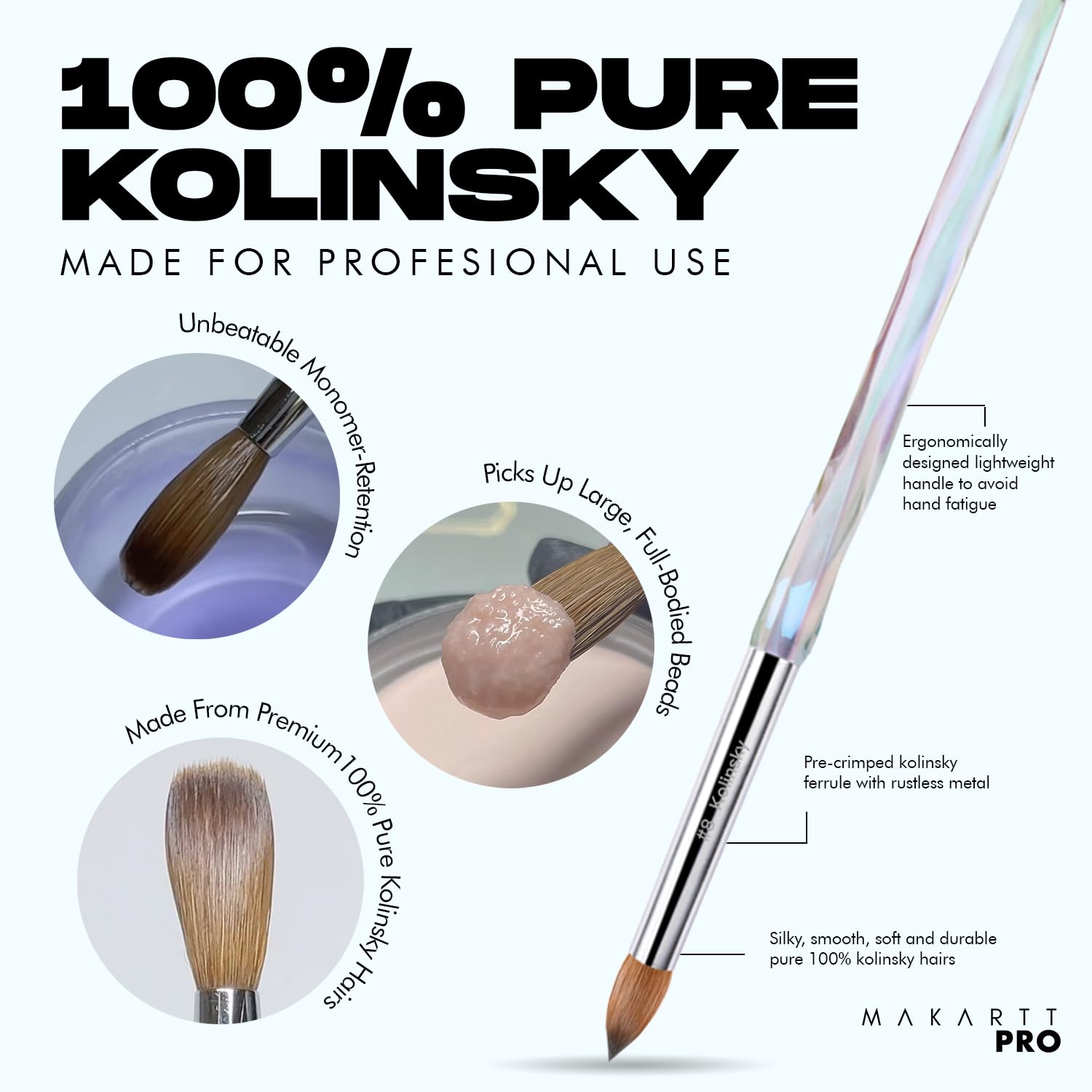 MakarttPro Kolinsky brush bead application in action highlights monomer retention