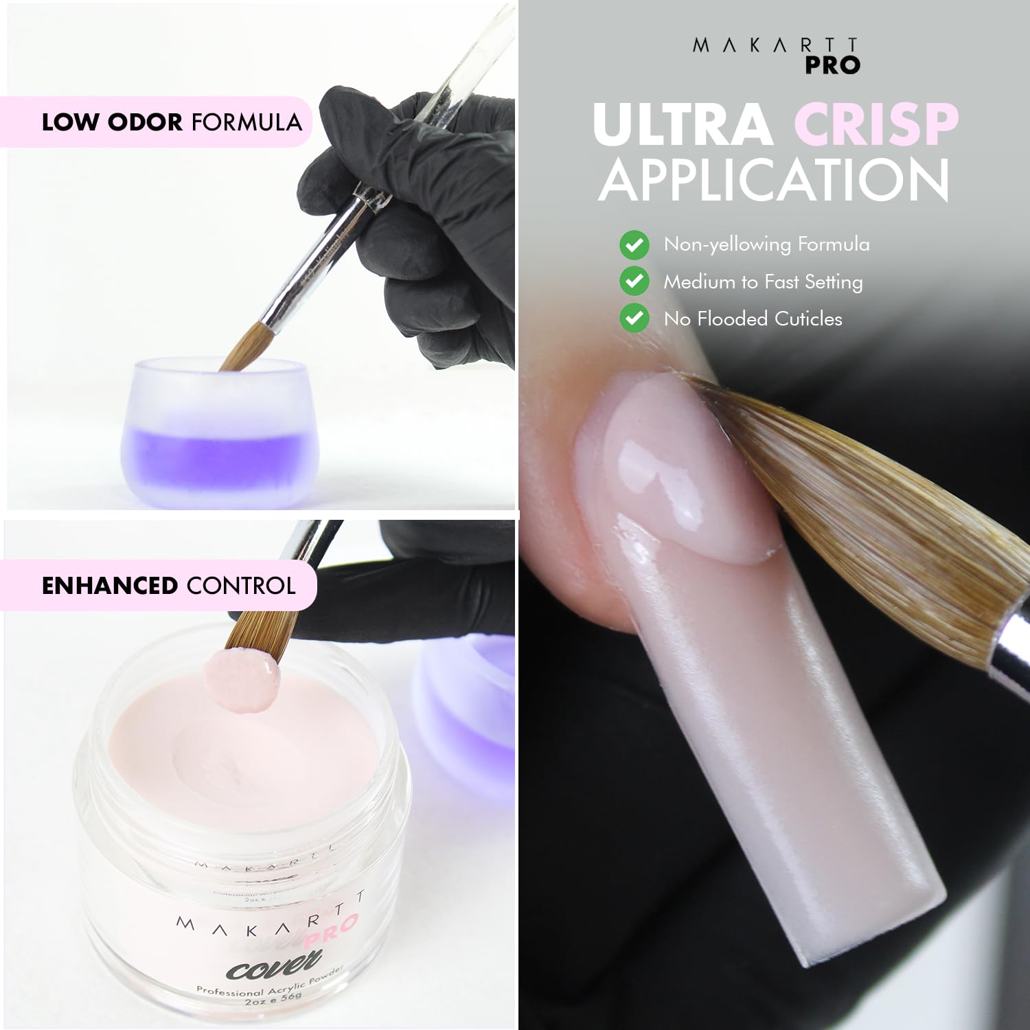 MakarttPro MMA-free formula bottle illustrated for safe acrylic nail use