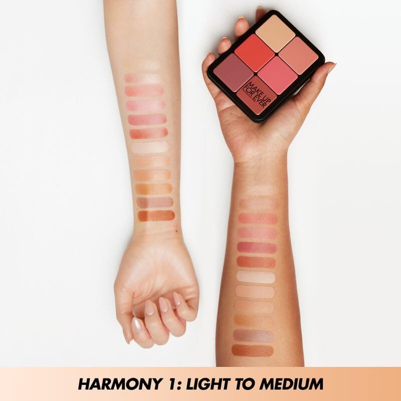 Make Up For Ever HD Skin Skin Face Essentials Palette Harmony 1 blushes provide long-lasting cheek color.