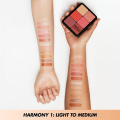 Make Up For Ever HD Skin Skin Face Essentials Palette Harmony 1 blushes provide long-lasting cheek color.