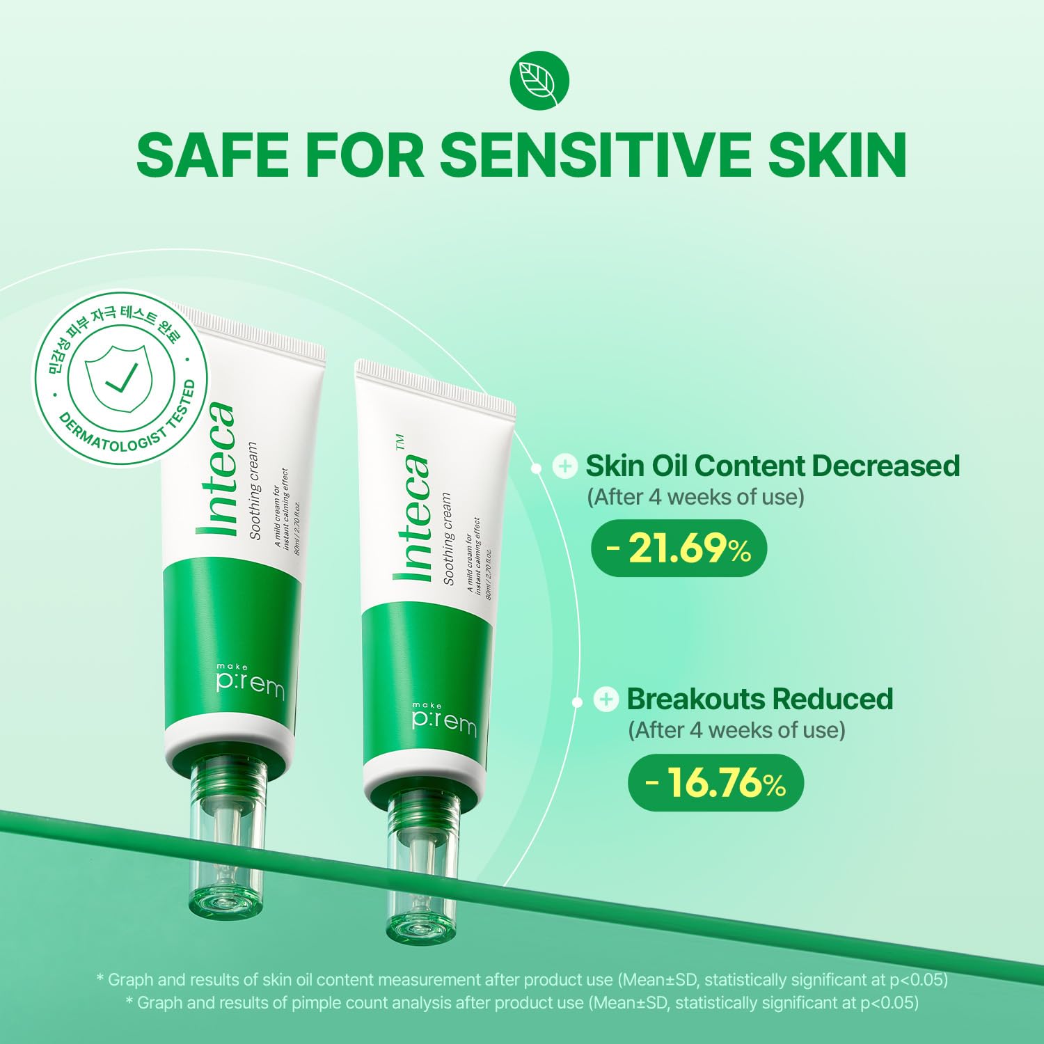 MAKEP:REM INTECA Soothing Cream packaging side view showing all-skin-types compatibility.