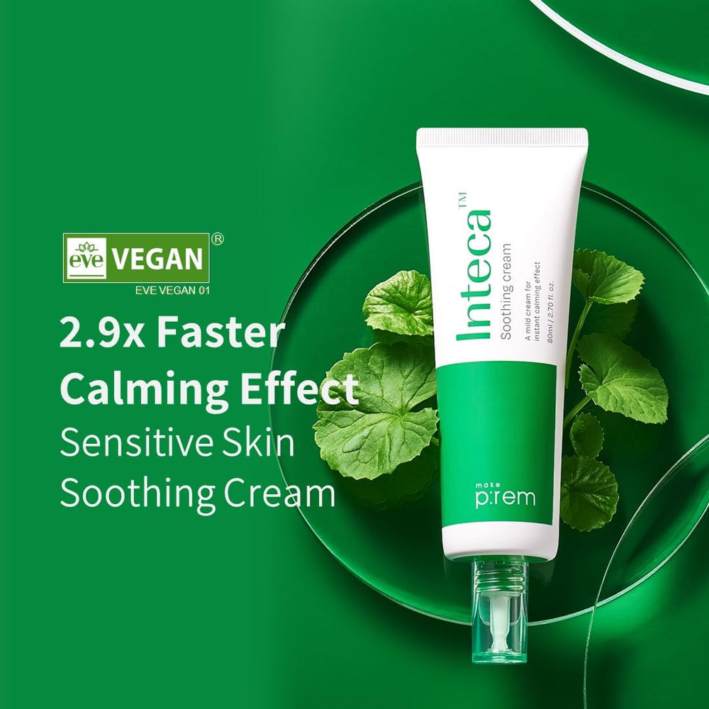 MAKEP:REM INTECA Soothing Cream texture swirl illustrating lightweight hydration.