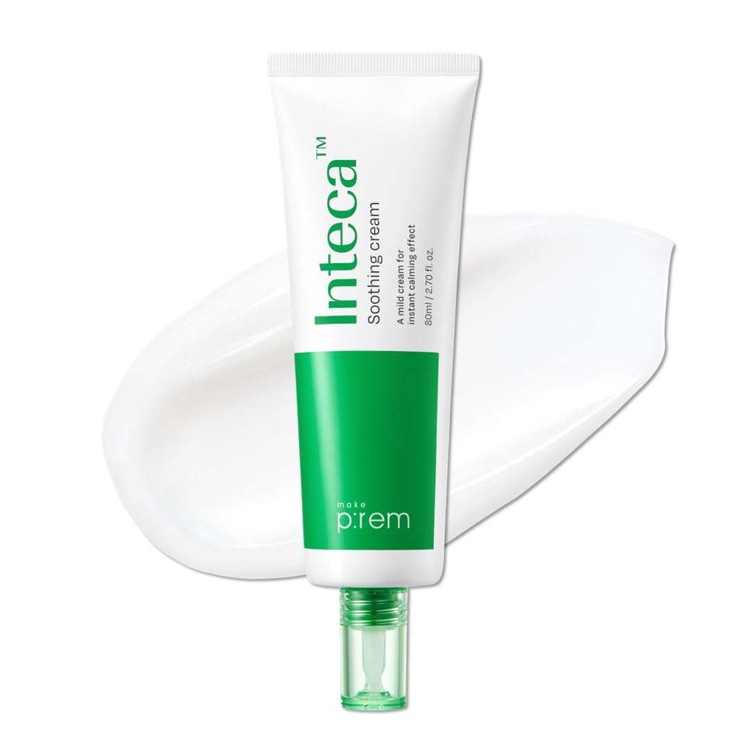 MAKEP:REM INTECA Soothing Cream tube front view for fast calming hydration.