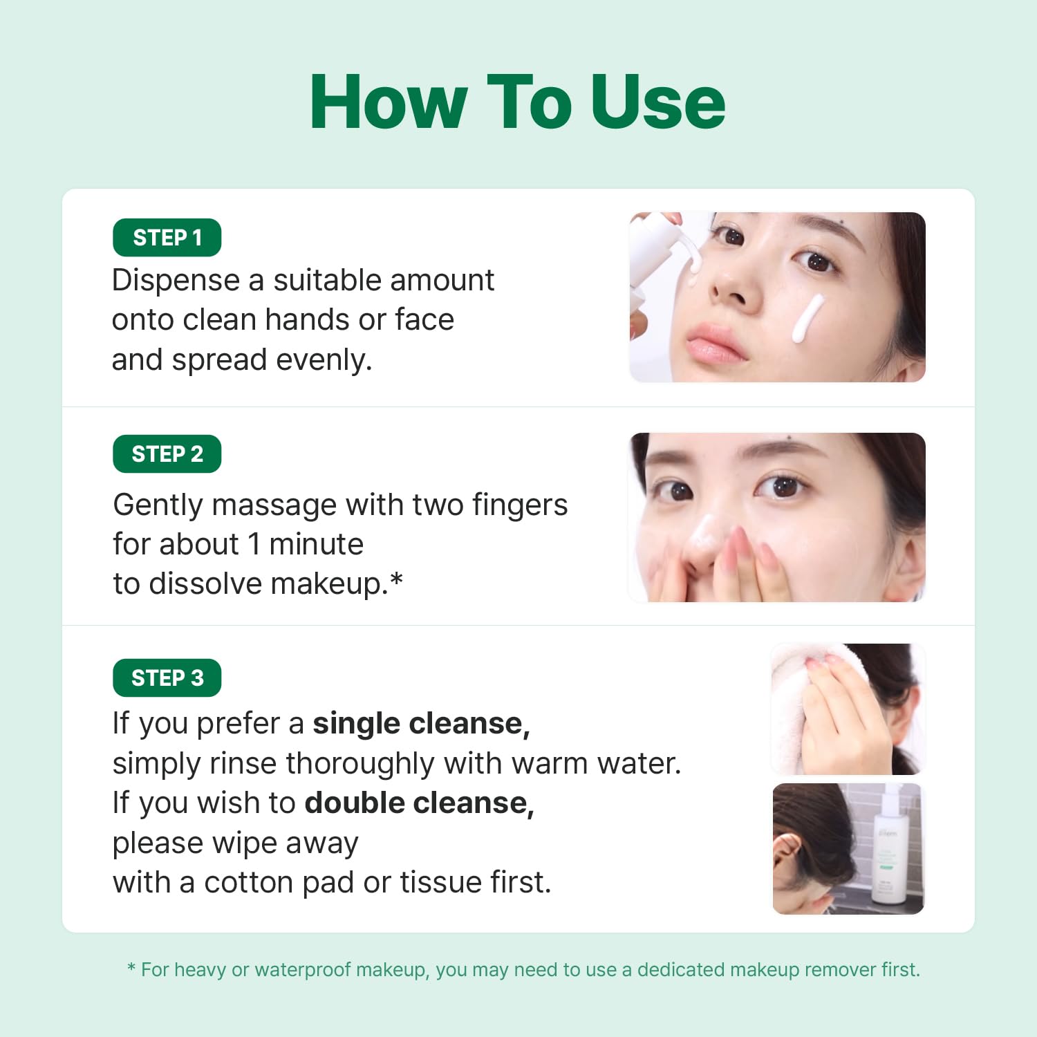 MAKEP:REM Safe Me creamy lather texture close-up indicates mild cleansing.