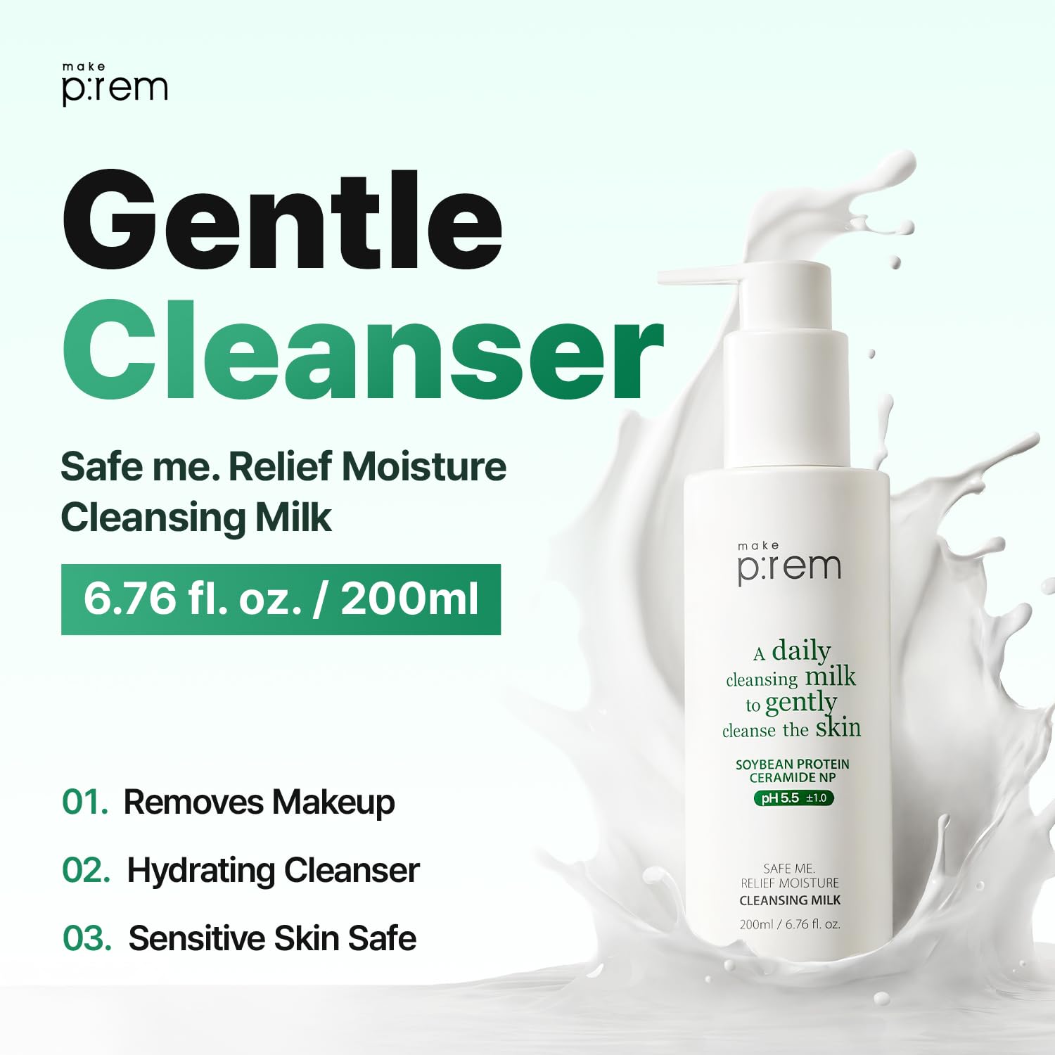 MAKEP:REM Safe Me meadowfoam oil detail suggests lasting skin hydration.