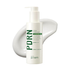 MAKEP:REM PDRN Pore Clay Cleansing Milk bottle closeup highlights gentle cleansing for sensitive skin