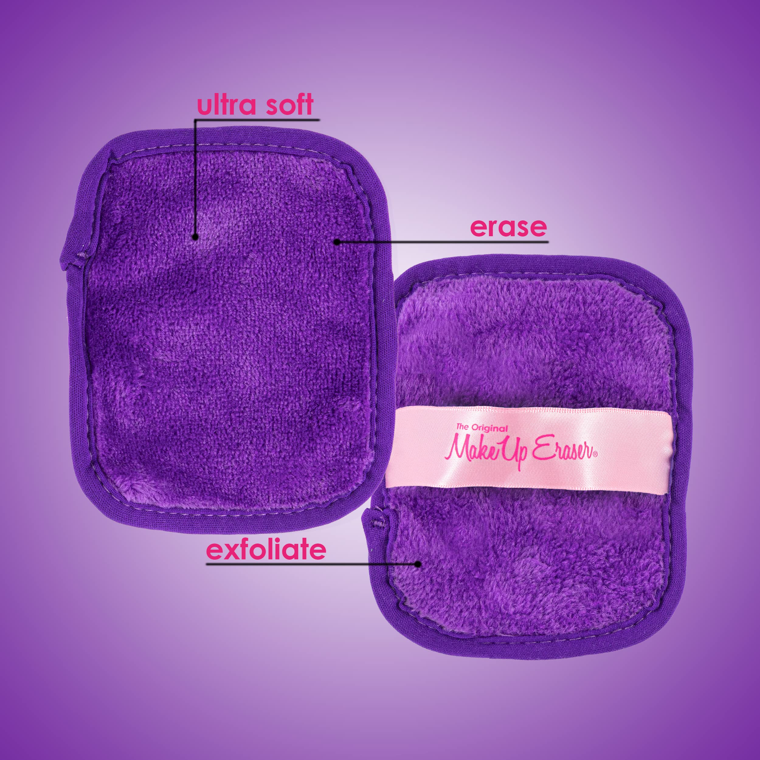 MakeUp Eraser 7-day set in use showing makeup removal without chemicals