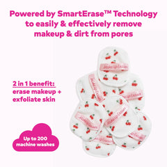 MakeUp Eraser Cherry Crush water-activated technology demonstrates makeup removal with just water.