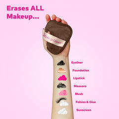 MakeUp Eraser exfoliation side closeup emphasizes gentle skin exfoliation with one wipe.