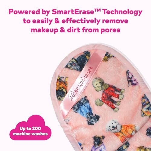 MakeUp Eraser exfoliation side demo emphasizes skin smoothing after removal.