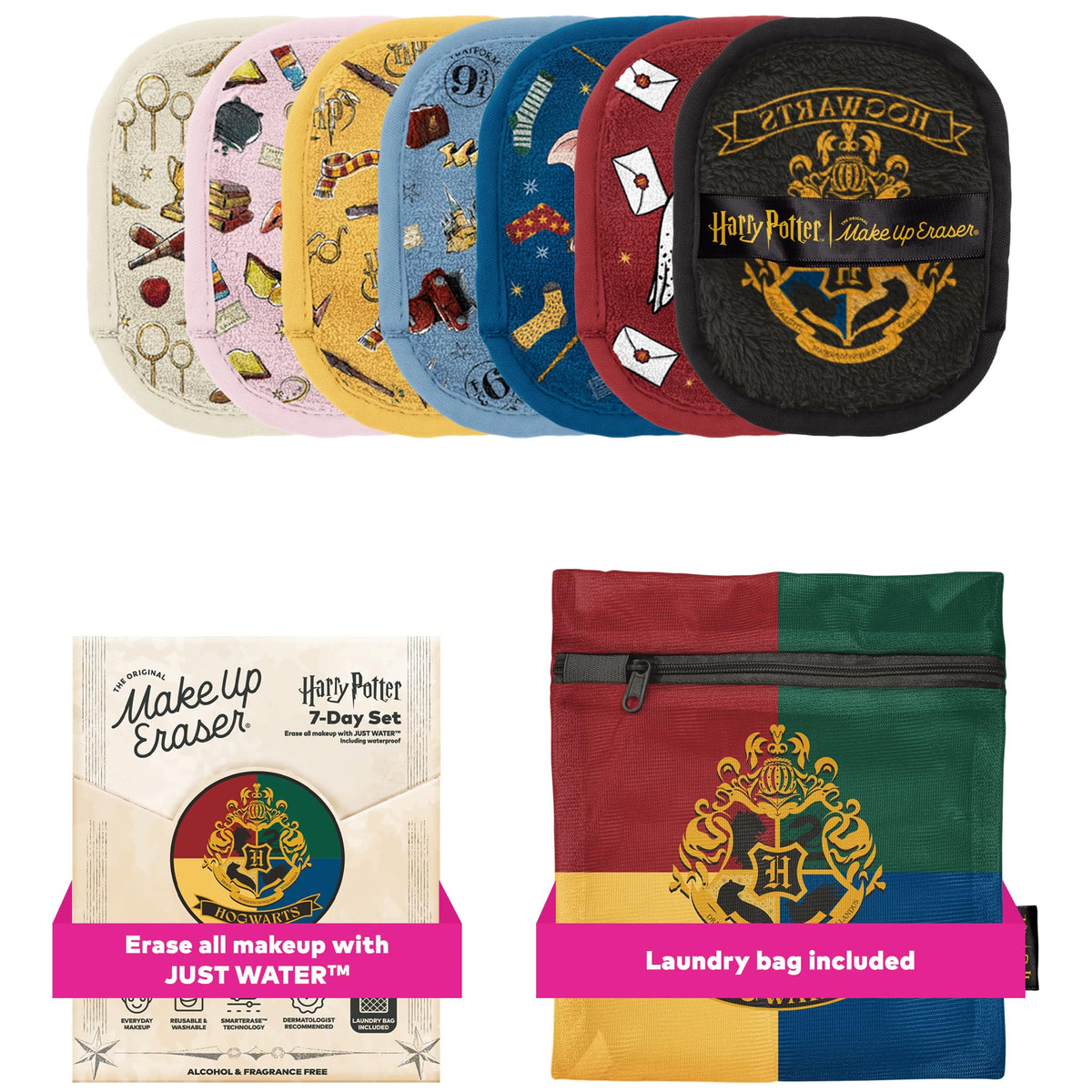 MakeUp Eraser Harry Potter 7-Day Set packaging with seven cloths for easy makeup removal