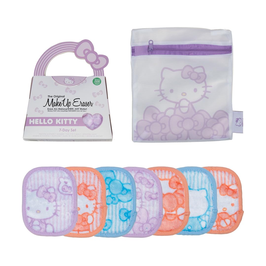 MakeUp Eraser Hello Kitty set front view shows gentle makeup removal