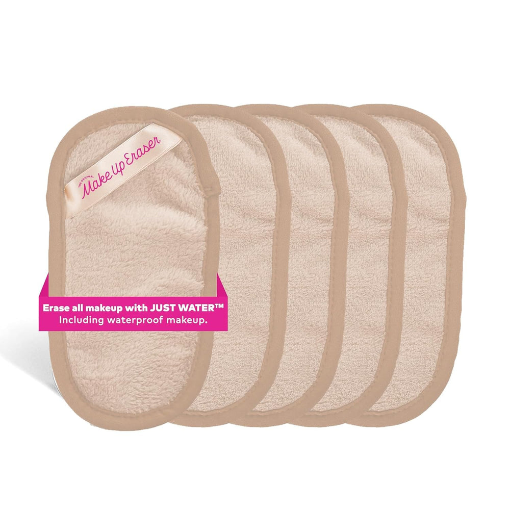 MakeUp Eraser Mini Pro 5-pack packshot demonstrates water-only makeup removal.