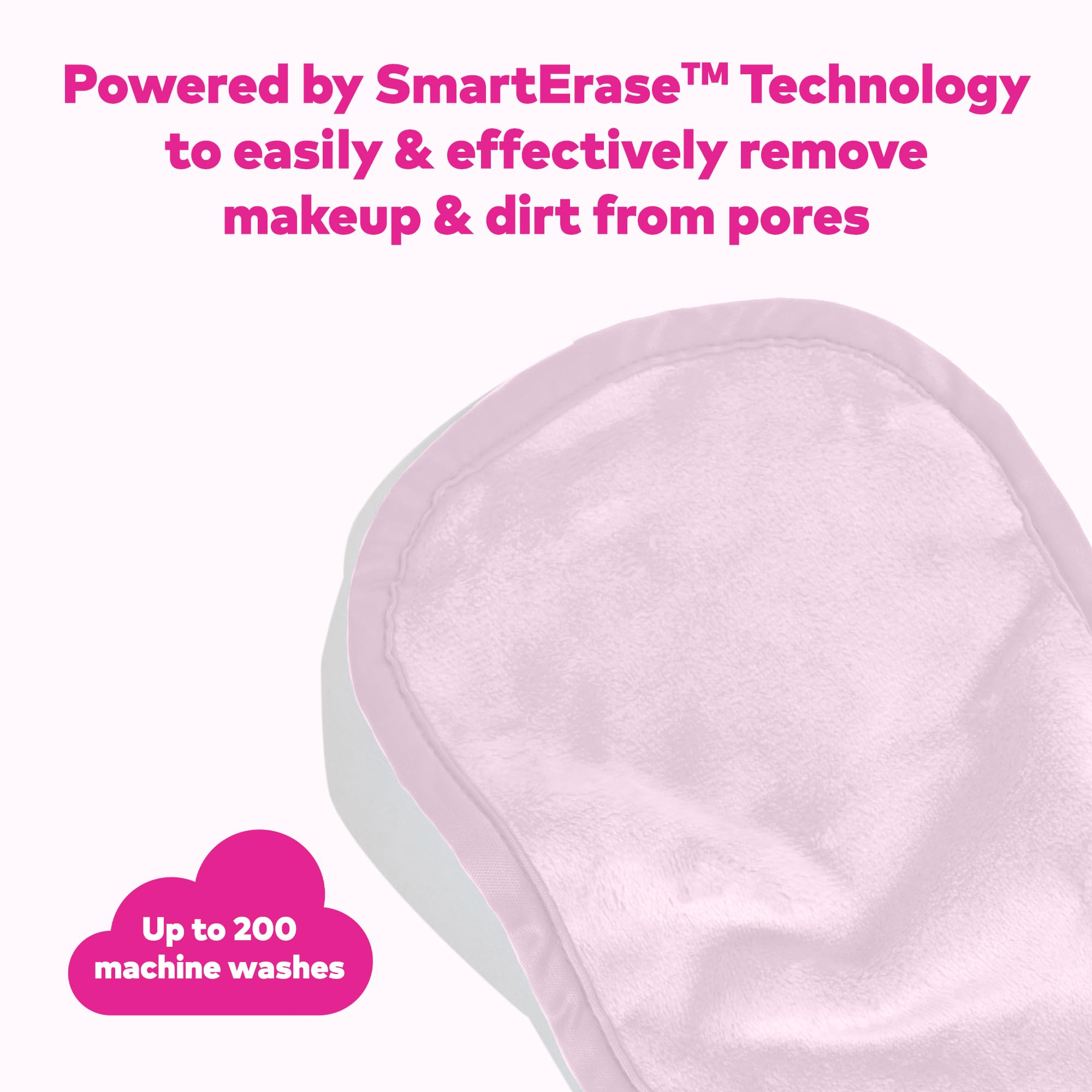 MakeUp Eraser Mini PRO exfoliation side provides gentle skin buffing.