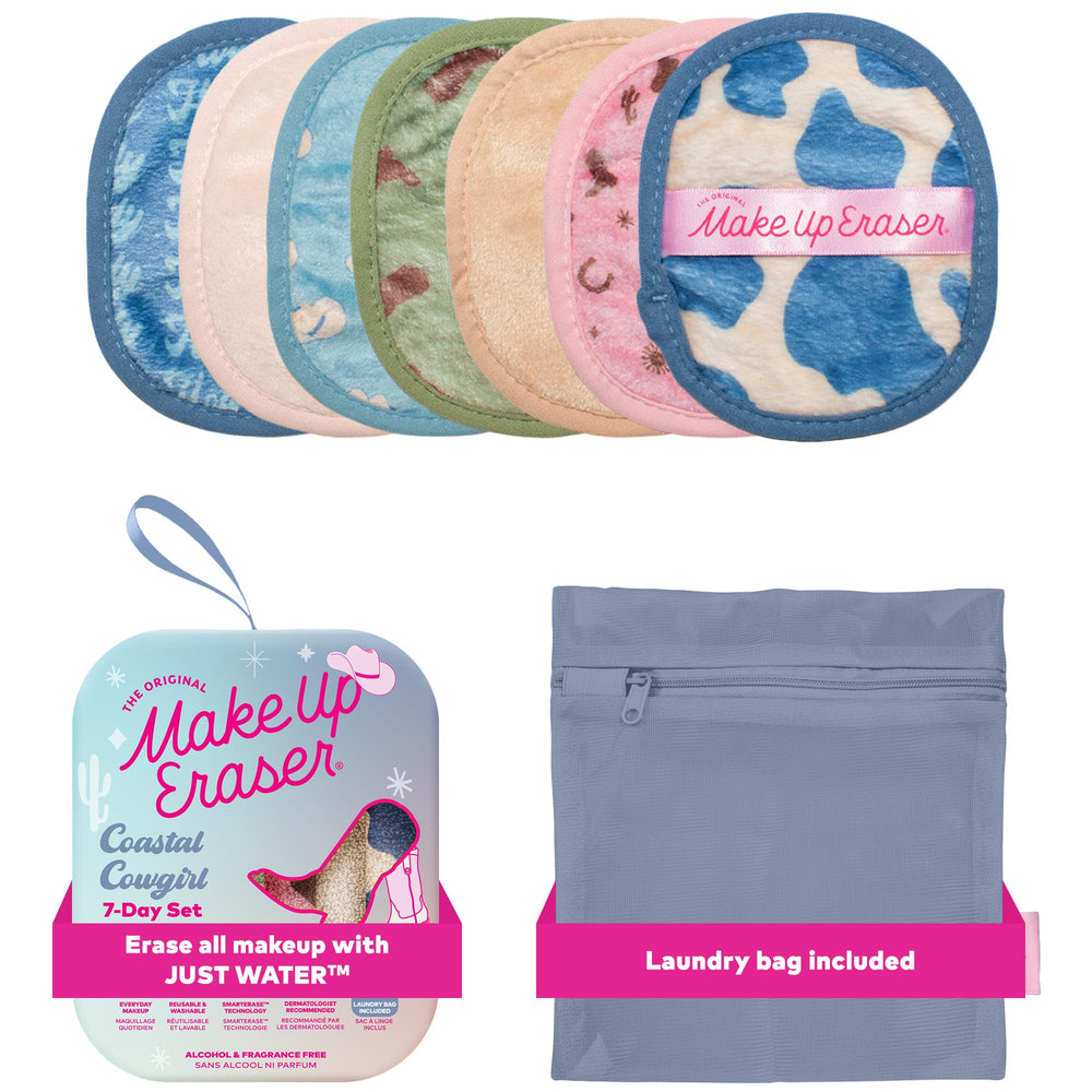 MakeUp Eraser Original Coastal Cowgirl 7ct front view for water-based makeup removal.
