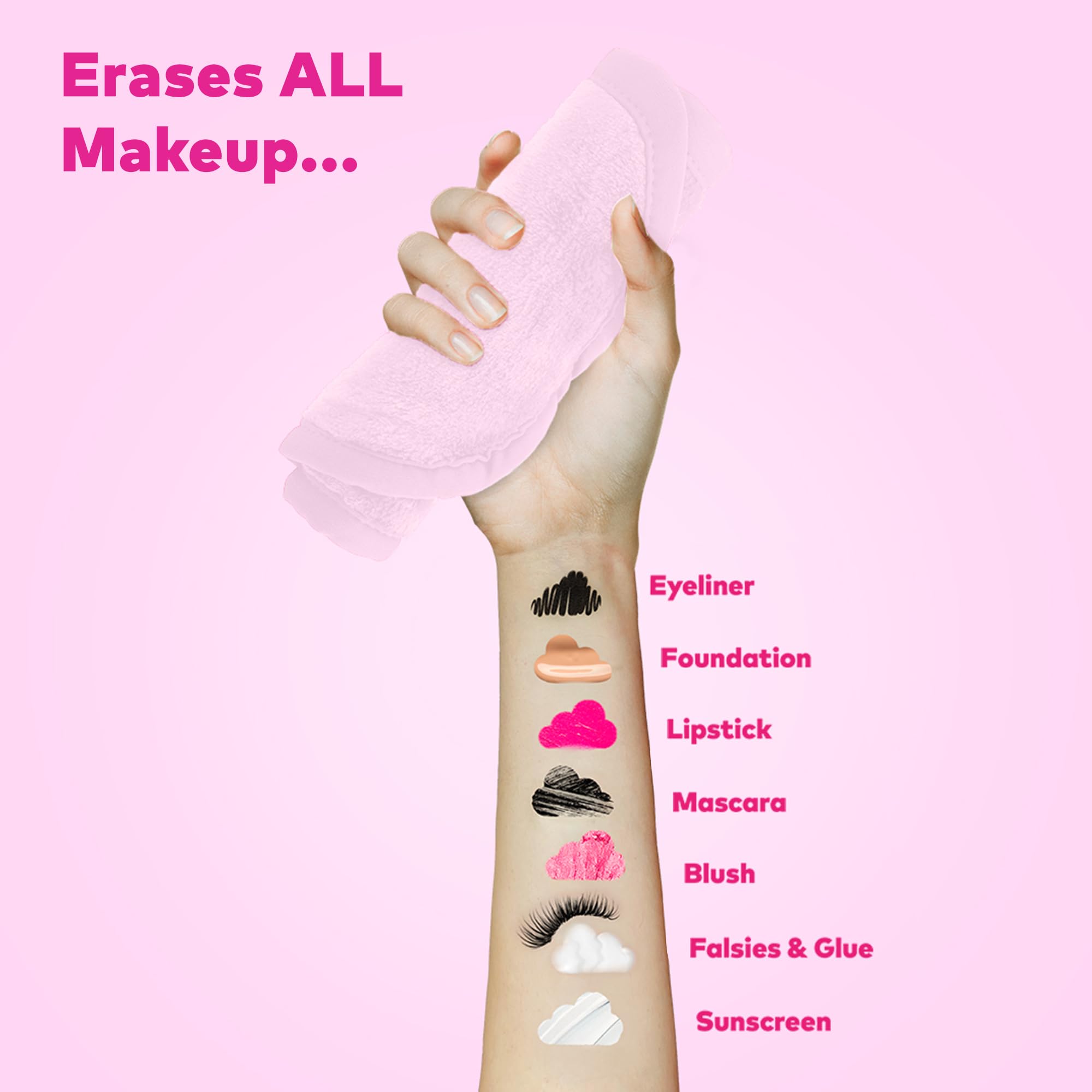 MakeUp Eraser Pro machine-washable fabric for easy cleaning.