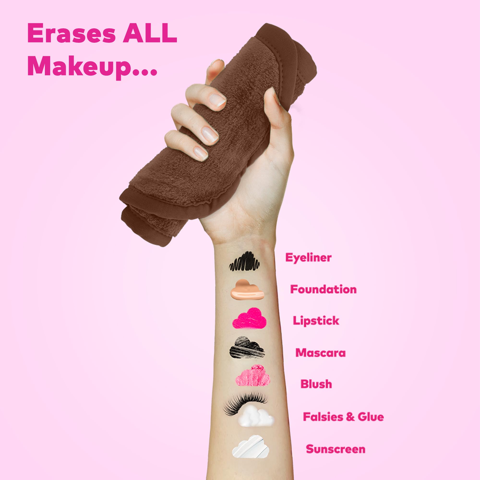 MakeUp Eraser Pro Mocha fiber-closeup highlights millions of fibers lifting makeup.