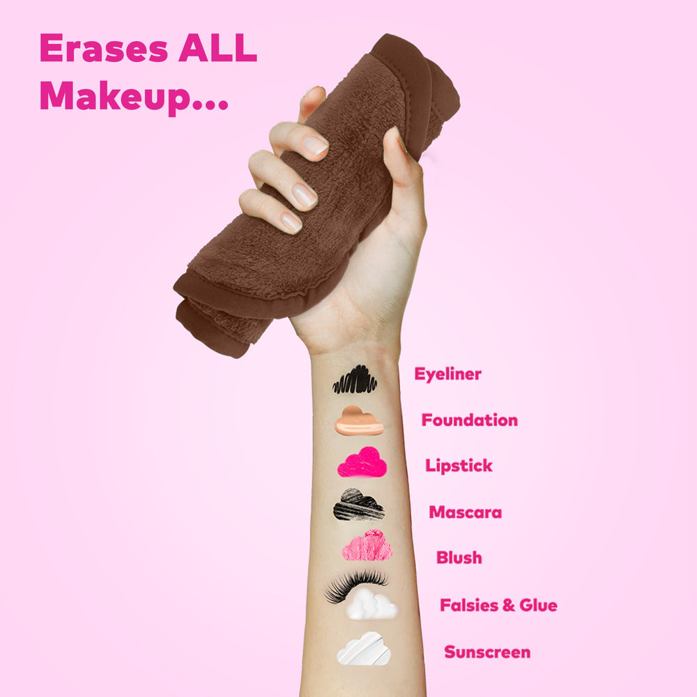 MakeUp Eraser Pro Mocha fiber-closeup highlights millions of fibers lifting makeup.