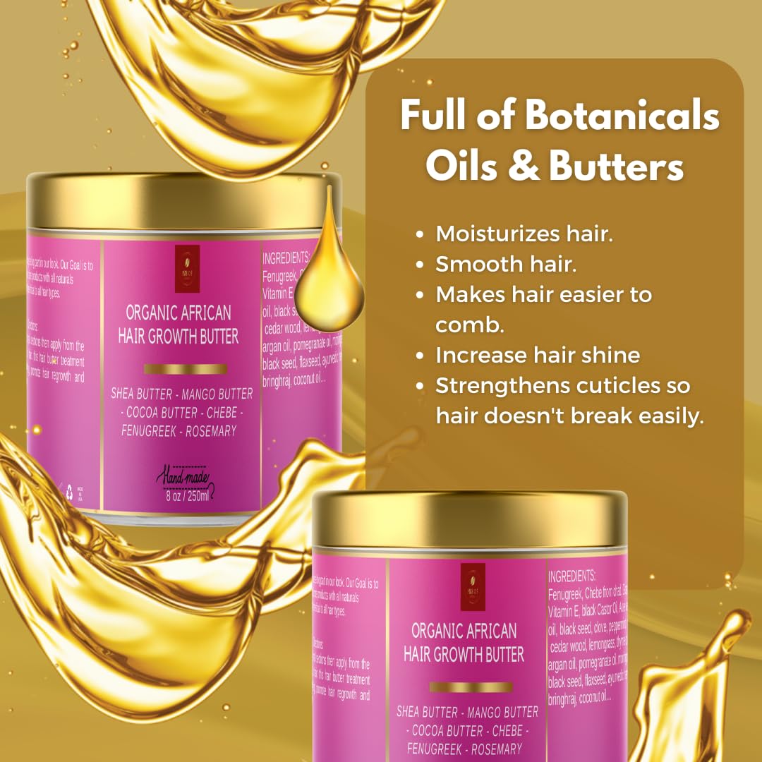 Makof Beauty Chebe Butter twist-out scene demonstrates sealing moisture for defined styles.