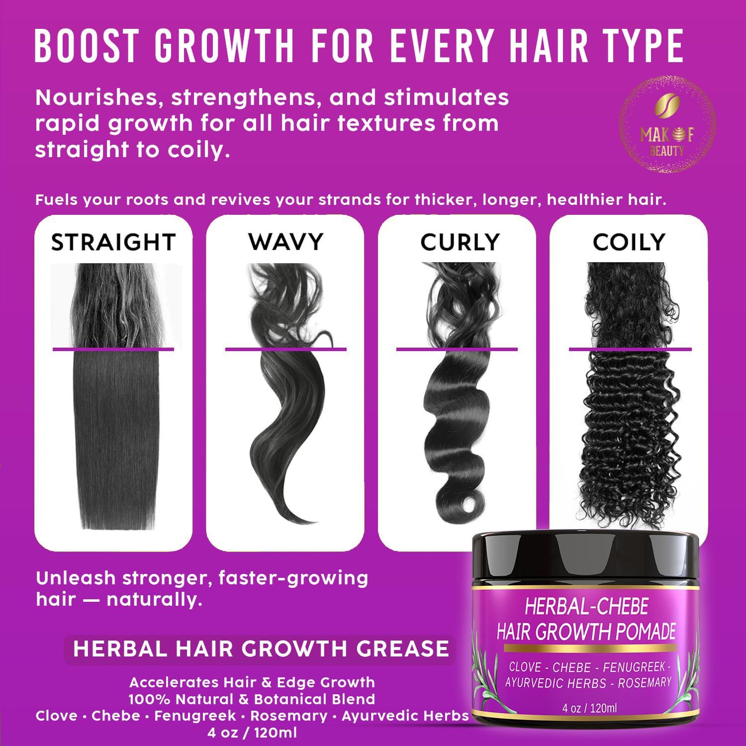 MAKOF BEAUTY Chebe Magic Grease hair shine after treatment.
