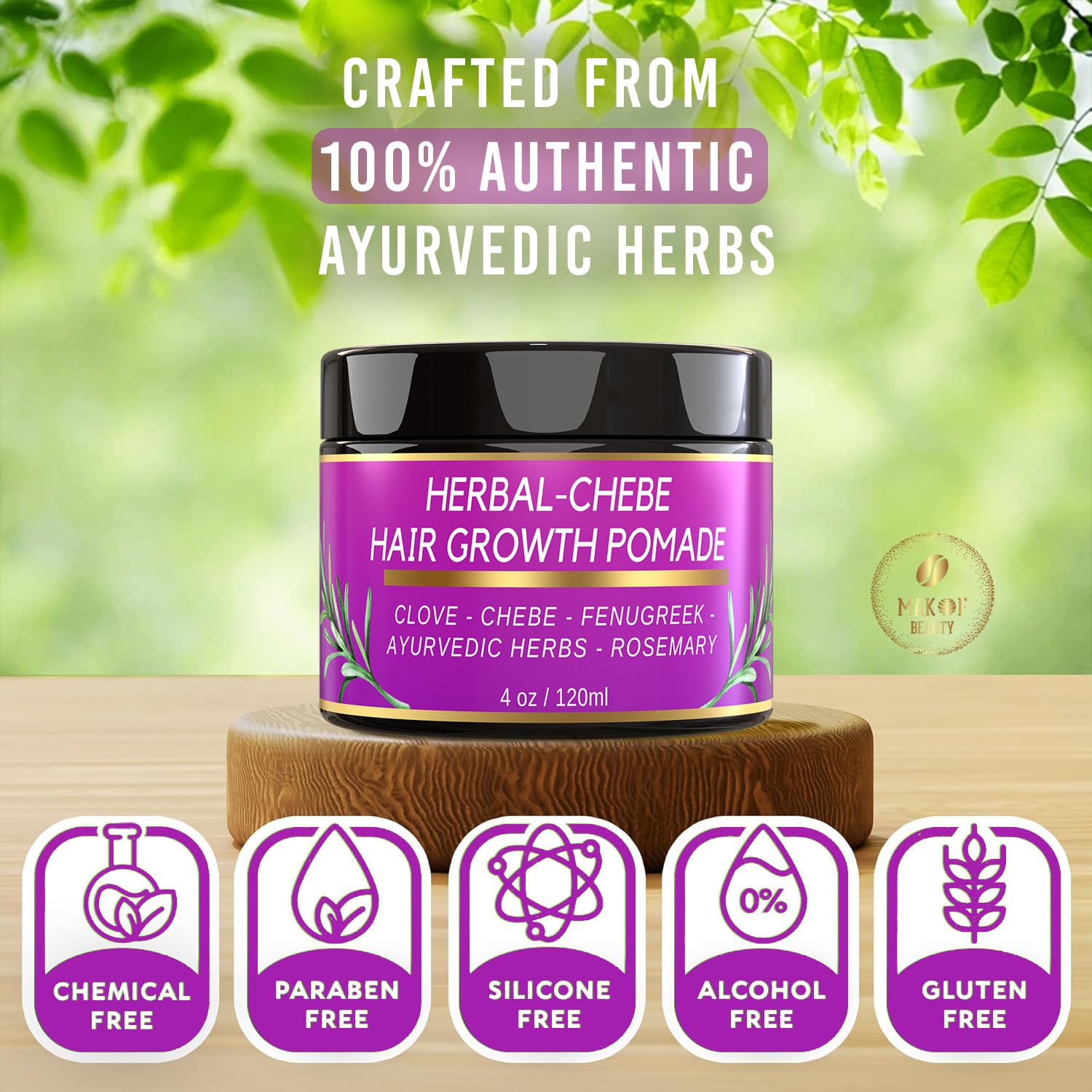 MAKOF BEAUTY Chebe Magic Grease jar highlighting rich butters for deep conditioning.