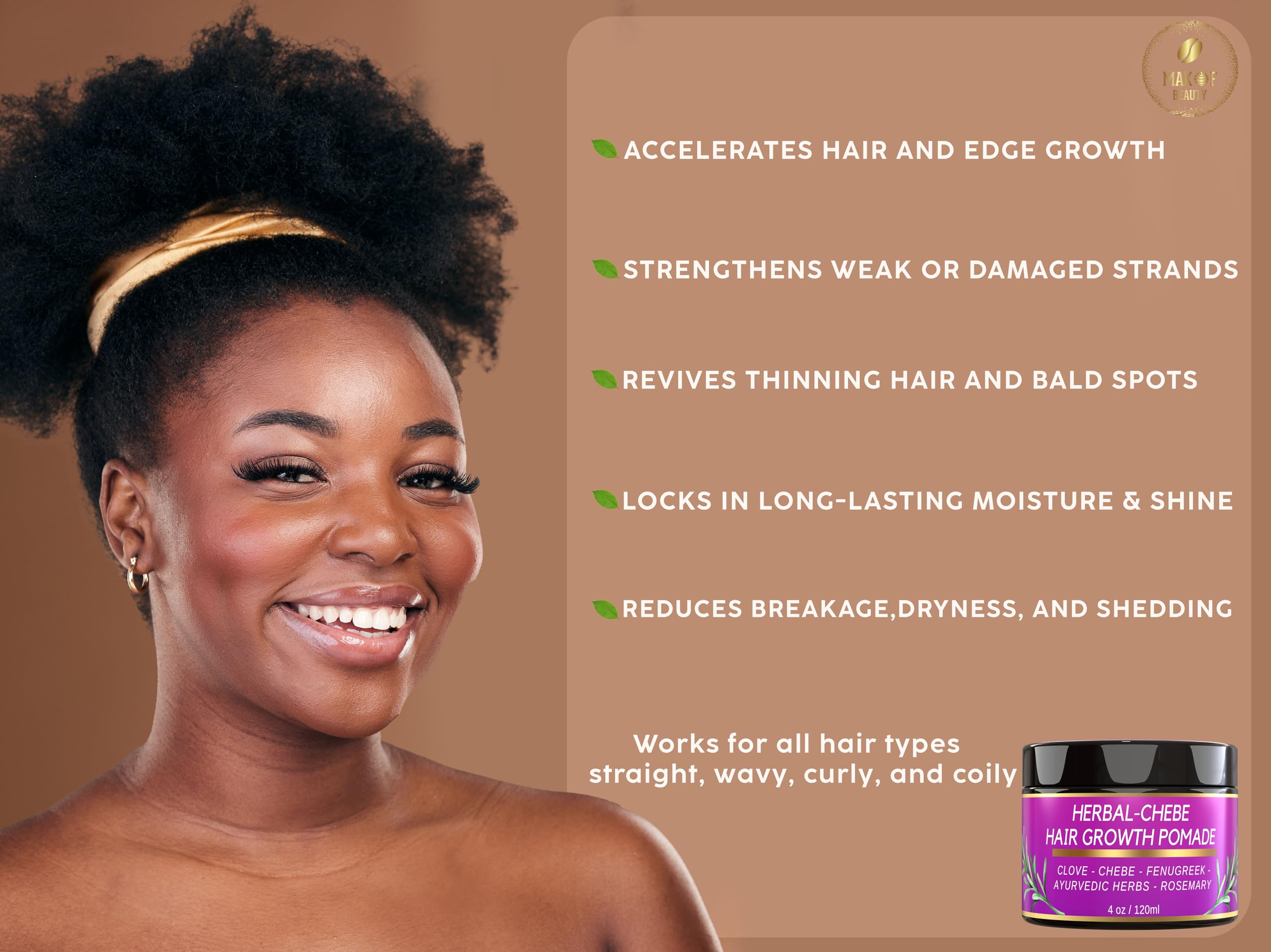 MAKOF BEAUTY Chebe Magic Grease scalp visible stimulation to support circulation during use.
